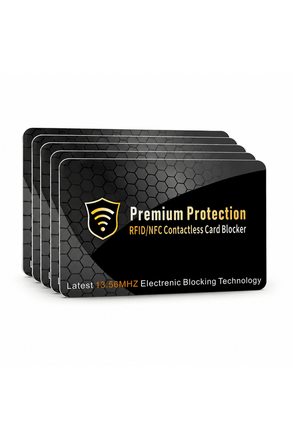 Rfid Blocking Cards for Wallet, Nfc Credit Card Protector, Slim Anti-Theft Shield, Black, 5 Pack