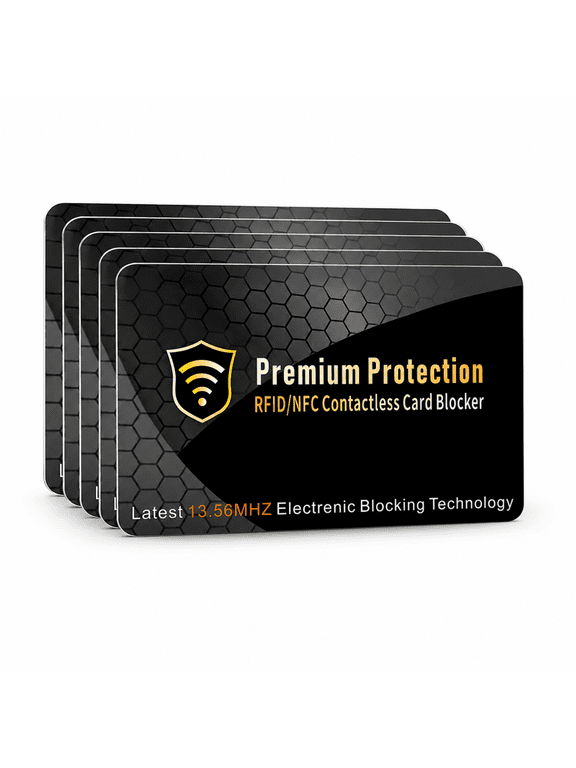 Rfid Blocking Cards for Wallet, Nfc Credit Card Protector, Slim Anti-Theft Shield, Black, 5 Pack