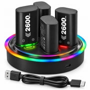 QXWPBV Rechargeable Battery Packs for Xbox Controllers, 4-Pack with Charger