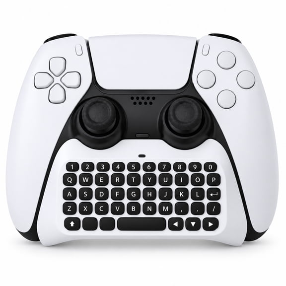 QXWPBV Controller Keyboard for PS5 and PS5 Pro, 47-Key Bluetooth 3.0 Chatpad, White