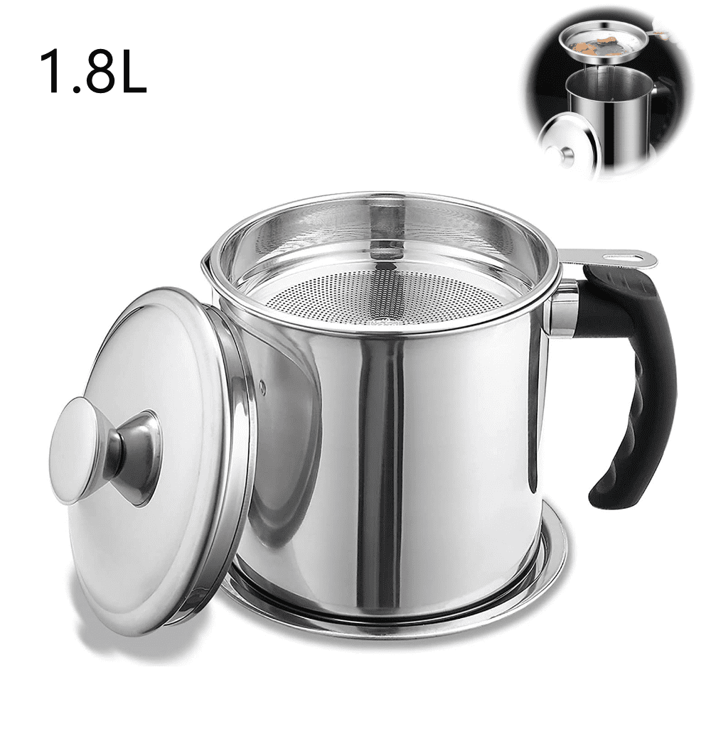 QXWREL Grease Strainer 60oz/1.8L Kitchen Grease Container with Strainer