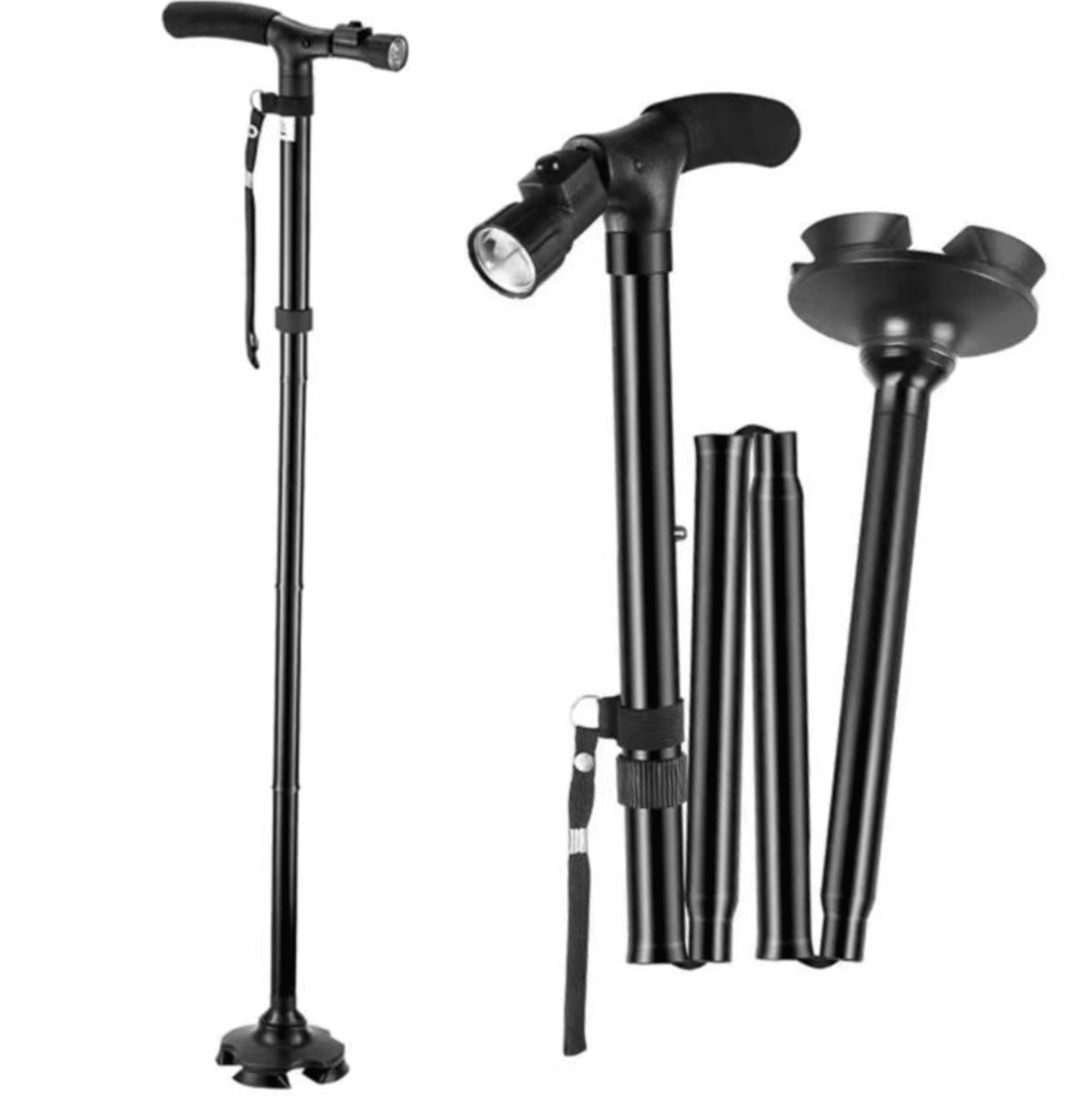QXWREL Walking Cane with Light for Men & Women, Portable Collapsible
