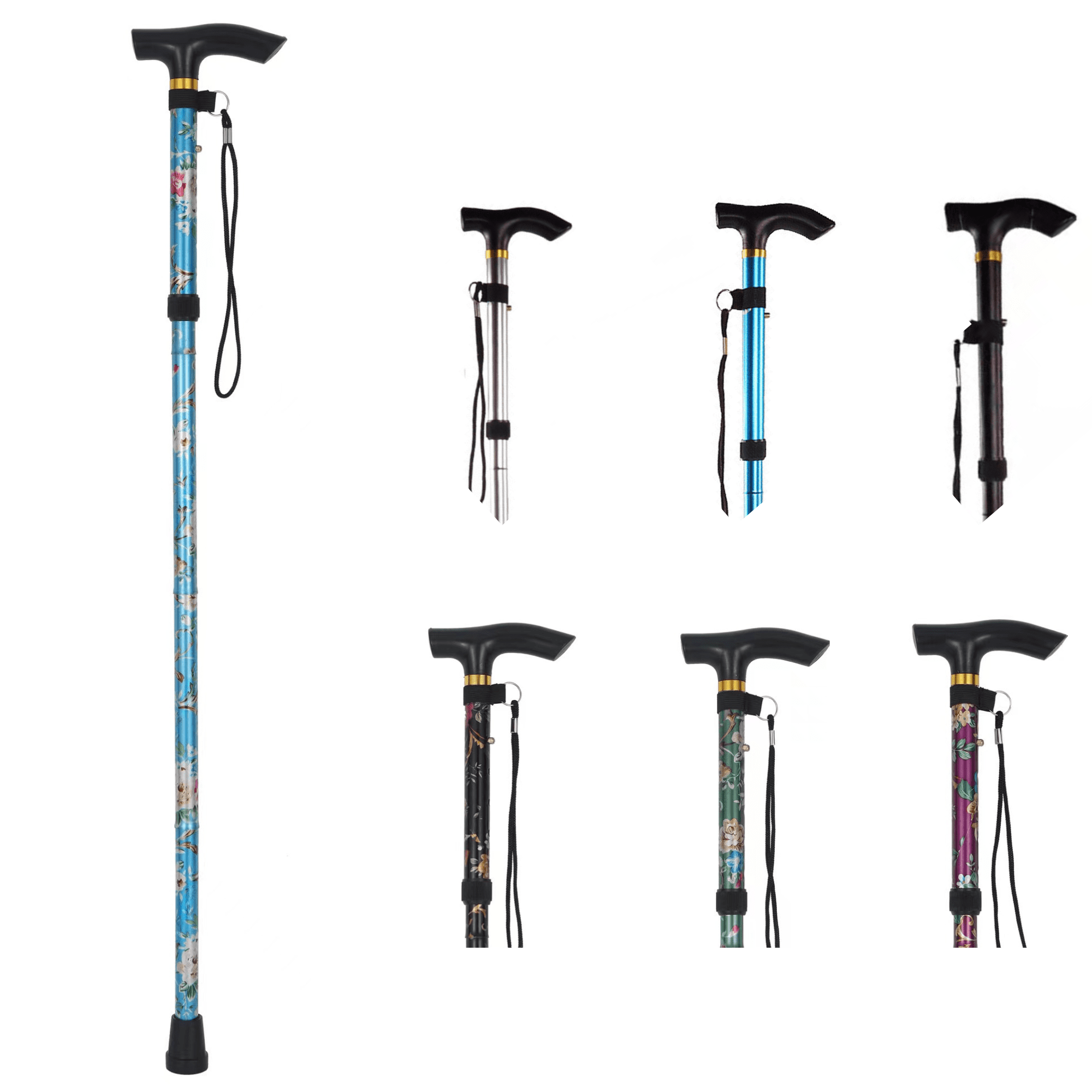 QXWREL Walking Cane with Comfort Grip 3337 Adjustable Folding Cane for