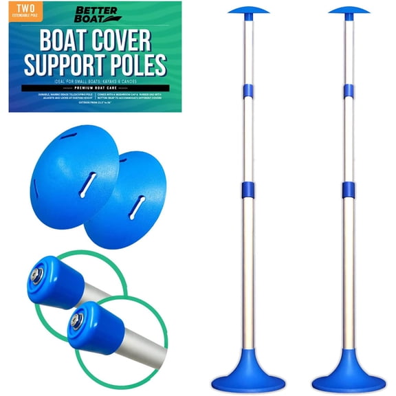 QY Boat Cover Support Poles 2 PK Support Systems - Two Adjustable Small to Large Posts Boat Cover Pole for Jon Boat Pontoon Boat Cover Aluminum Boat Tarps Bimini Tops Marine Grade