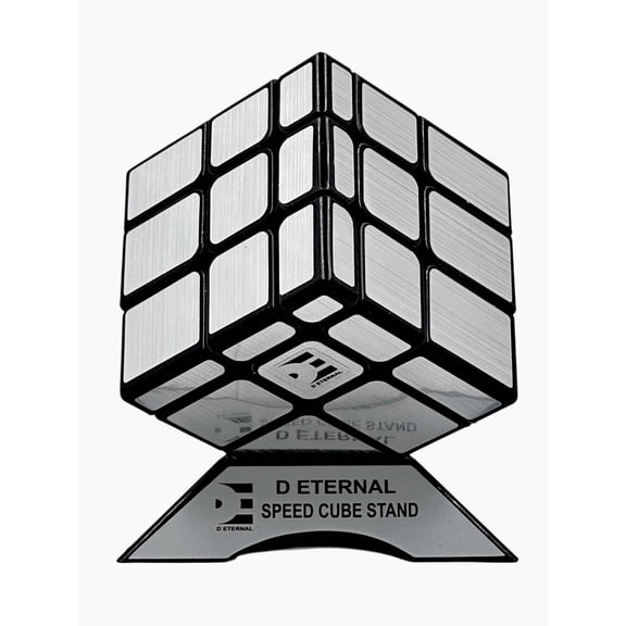 QY Silver Mirror Cube 3x3 High Speed Magic Puzzle Cube (Silver Mirror+Stand)