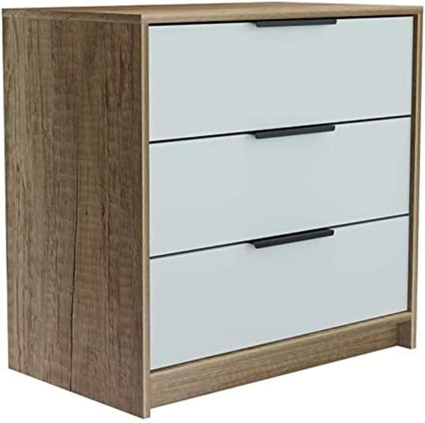 Light Oak and White Industrial 3-Drawer Dresser