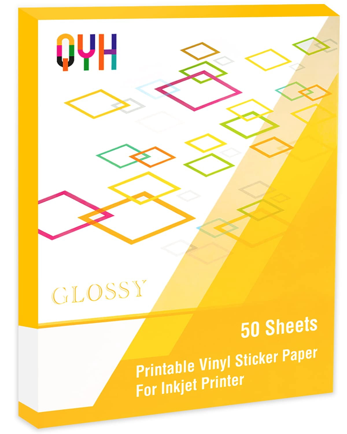 QYH Premium Printable Vinyl for Inkjet Printer-50 Glossy Sticker Paper ...