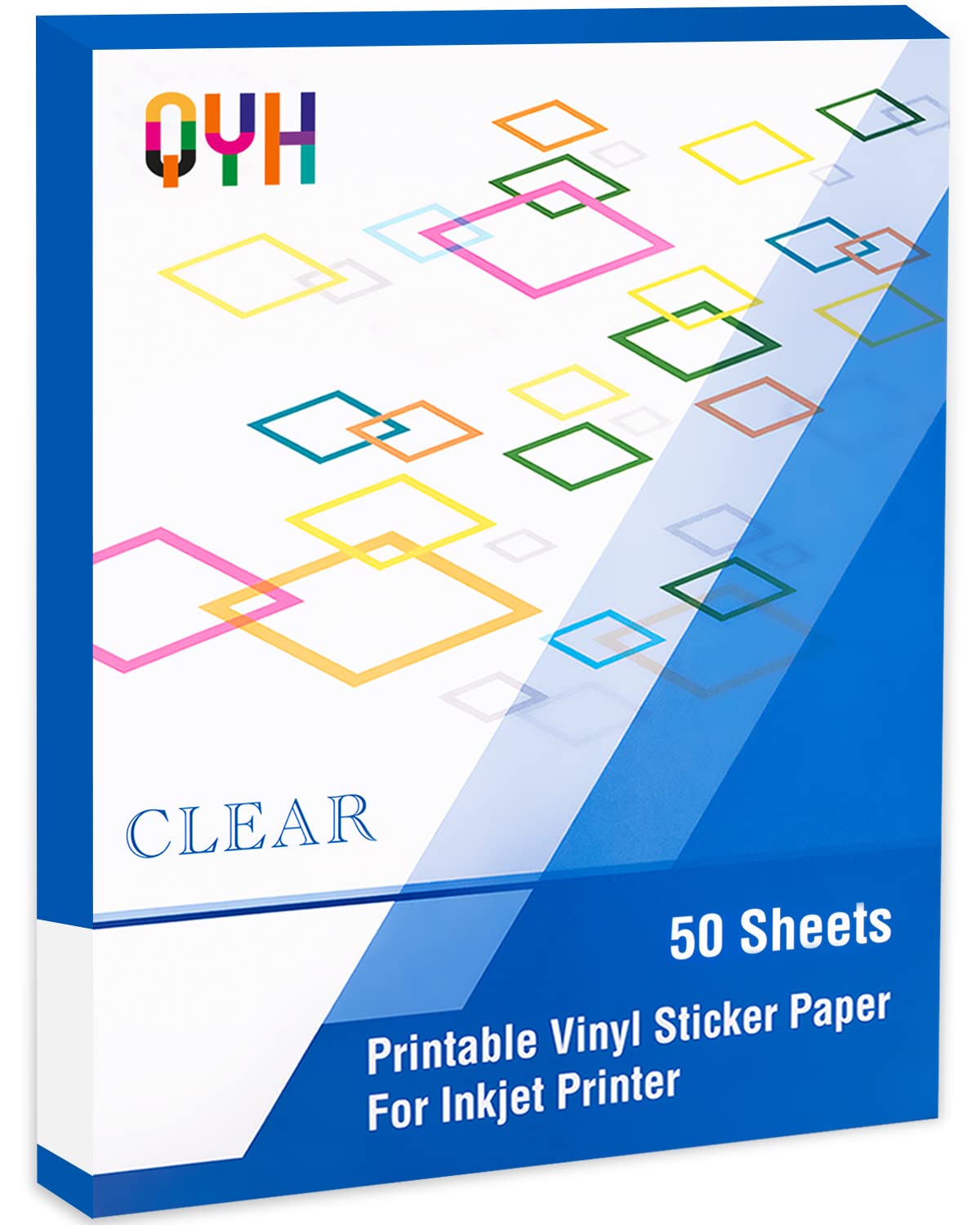 QYH Printable Vinyl Sticker Paper for Inkjet Printer 50 Sheets Clear