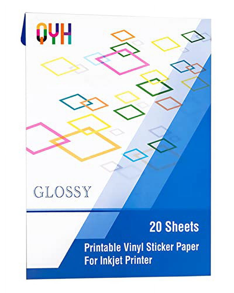 QYH Printable Vinyl Sticker Paper for Inkjet Printer Glossy Labels 20