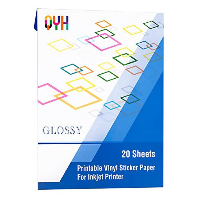 QYH Printable Vinyl Sticker Paper for Inkjet Printer Glossy Labels 20