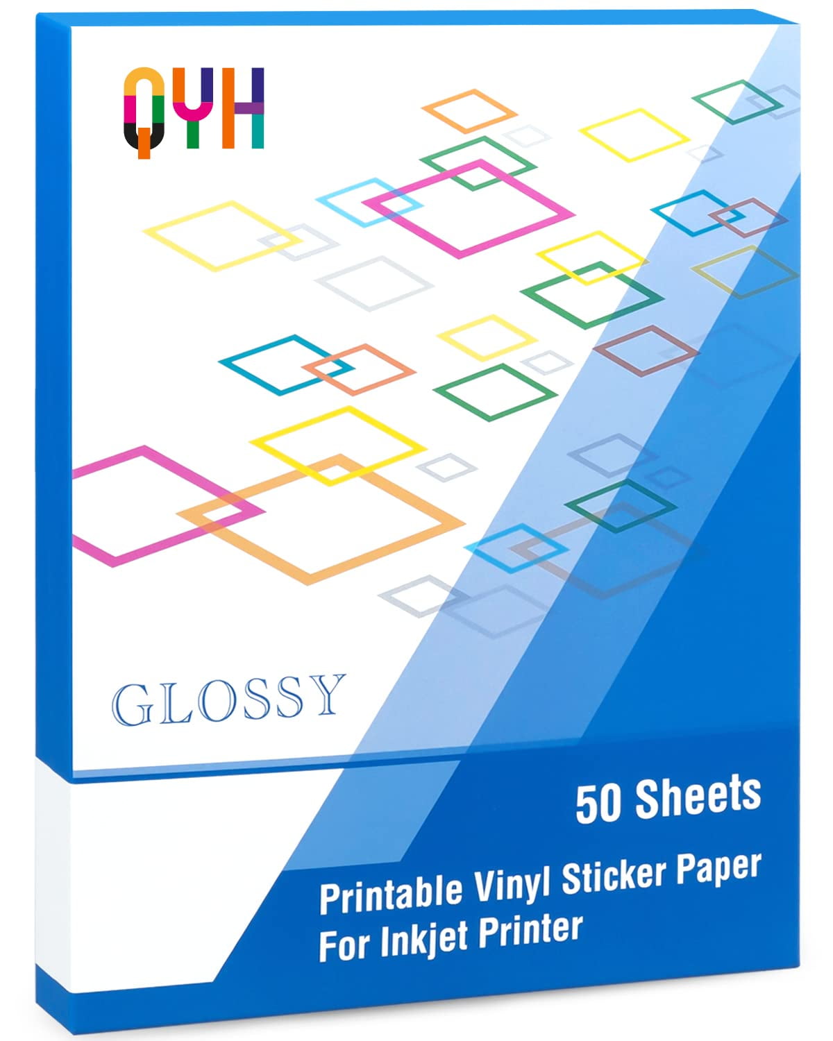 QYH Printable Vinyl for Inkjet Printer Glossy 50 Sheets Sticker Paper