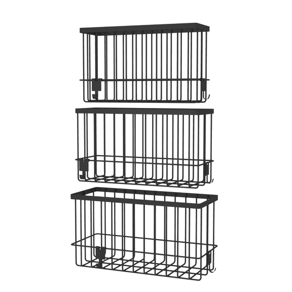 QYLELRA 3 Pack Cabinet Door Organizer with Detachable Hook, Black(S M L)
