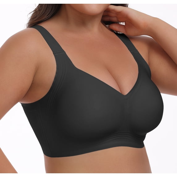 QYLUX Plus Size Wireless Bras for Women - Supportive Seamless Full Coverage No Underwire Comfort Everyday Bra