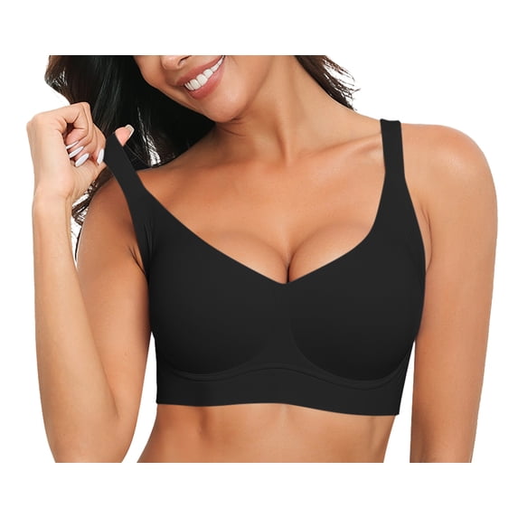 QYLUX Women's Wireless T-Shirt Bra,Seamless Full-Coverage Support Bra with Natural Lift,No Underwire,Soft Everyday Comfort