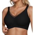 thumbnail image 1 of QYLUX Womens Wireless Bras V Mesh Comfortable Bralette Supportive Tshirt Bra No Underwire Seamless Push Up Everyday Bras,Black,2XL, 1 of 7
