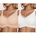 thumbnail image 1 of QYLUX Womens Wireless Bras V Mesh Comfortable Bralette Supportive Tshirt Bra No Underwire Seamless Push Up Everyday Bras Pack of 2, 1 of 1