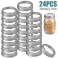 thumbnail image 1 of QYMHOODS 24pcs Mason Jar Replacement Metal Rings, 70mm Regular Mouth Rustproof Screw Bands, Tinplate Rings for Canning Lid, Silver, 1 of 5