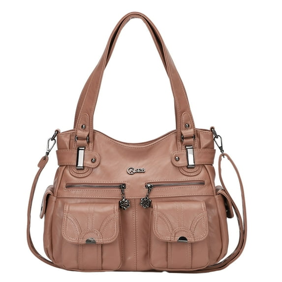 QYMHOODS Hobo Bag for Women Multi Pockets Handbags Large Capacity Leather Purse for Daily Life and Work,Pink
