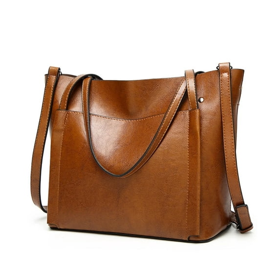 QYMHOODS Women Leather Handbag Shoulder Crossbody Bag Tote Satchel Handbag for Mother's Day Gifts,Brown