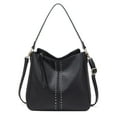 thumbnail image 1 of QYMHOODS Women's Black PU Leather Hobo Bag, Studded Shoulder Purse with Tassel & Adjustable Crossbody Strap, 1 of 4