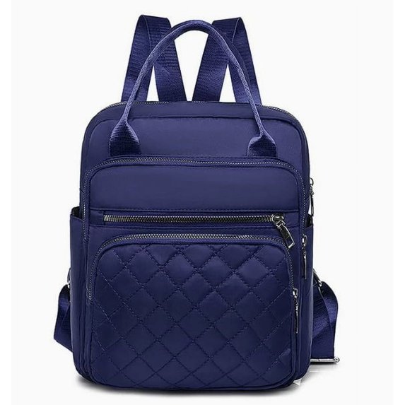QYMHOODS Women's Multi-Pocket Convertible Backpack, Lightweight Shoulder Bag with Quilted Front Pocket