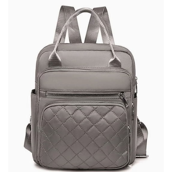 QYMHOODS Women's Multi-Pocket Convertible Backpack, Lightweight Shoulder Bag with Quilted Front Pocket