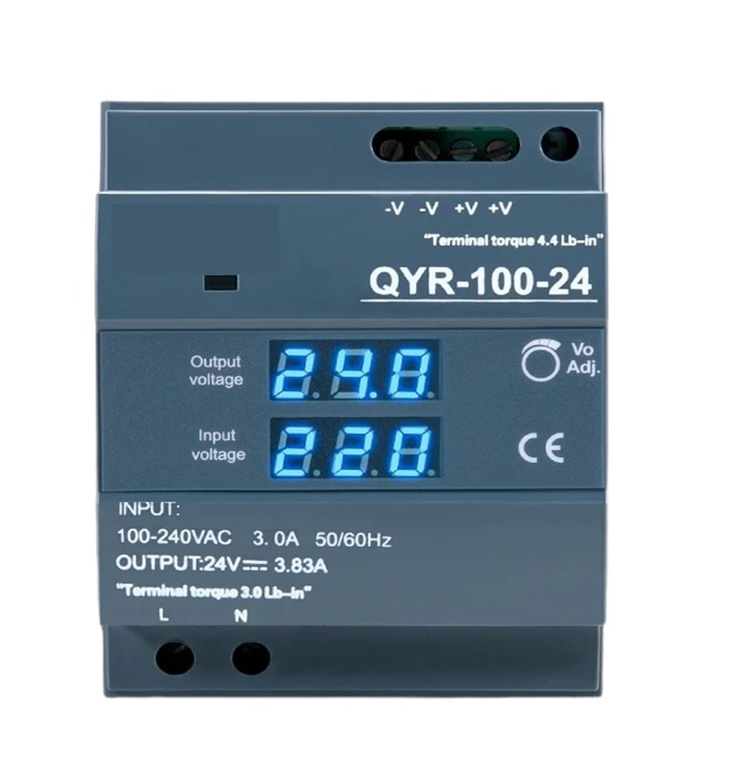 QYR-60W 100W 120W DIN Rail Switching Power Supply AC-DC 12V 24V With Digital Display Industrial For LED Light Strip
