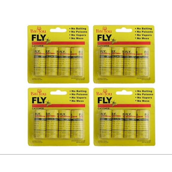 QYROS 16-Fly Trap Strips Non-Toxic – Effective Fly Catcher & Ribbon Traps for Household & Outdoor Use