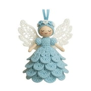 QYROS DIY Crochet Angel Ornament Kit,Beginner Crochet Craft Kit with Yarn and Instructions,Handmade Angel Christmas Ornament for Tree, Holiday Decoration and Home Party Decor(Blue)