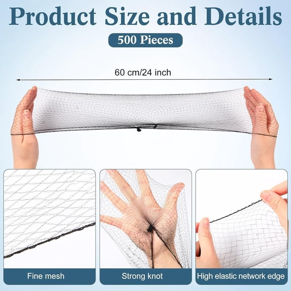 FGERFE-500 Pcs Hair Nets - Bulk Nylon Hair Nets for Women, 24 Inches, Elastic Edge Mesh, Invisible for Food Service, Ballet Dance, Kitchen (Black)