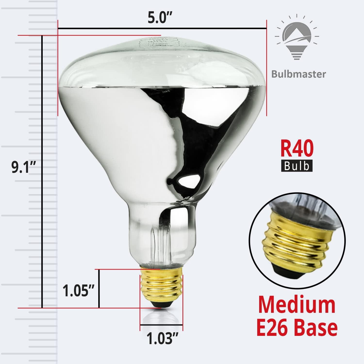 QYUN-250 Watt Heat lamp Bulb for Bathroom R40 Incandescent Shower Heat ...