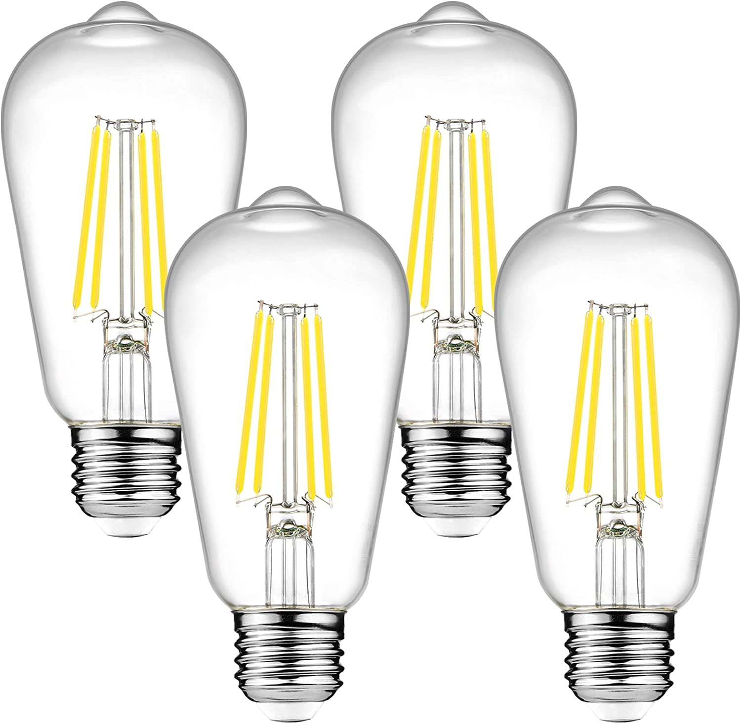 QYUN-Dimmable Vintage Led Edison Bulbs, 6W, Equivalent 60W, Bright Cool ...