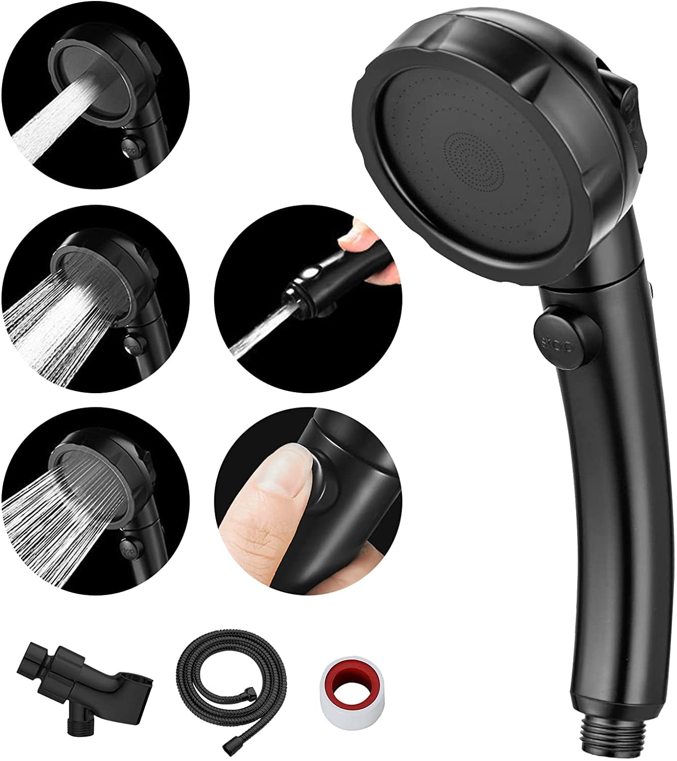 QYUN-Modern Handheld Shower Head With On/Off Switch, 3 Spray Settings ...