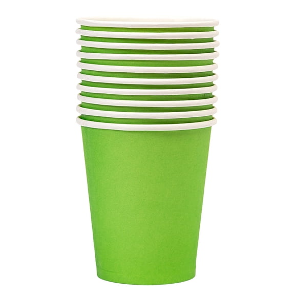 QYXQPYO 10 Pcs 9oz Disposable Paper Cups Disposable Plastic Cups Colorful Party Paper Cups Disposable Paper Coffee Cups for Party, DIY and Holiday, 15 Colors, Dark Green