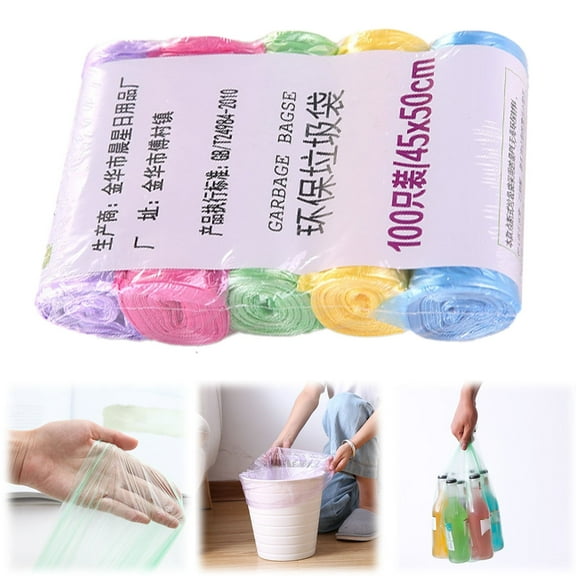 QYXQPYO 5 Rolls of 100 Count Garbage Bags Small Durable Trash Bags Multipurpose Plastic Bin Liners for Home and Office Trash Can Use Leak-Resistant and Tear-Proof Design