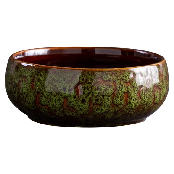 QYXQPYO Clearance Ceramic Lotus Bowl Planter and Indoor Aquatic Plant Pot, Decorative Water Lily Bowl for Floating Plants and Water Garden Decor, Ideal for Tabletop Ponds Plant Displays, Green