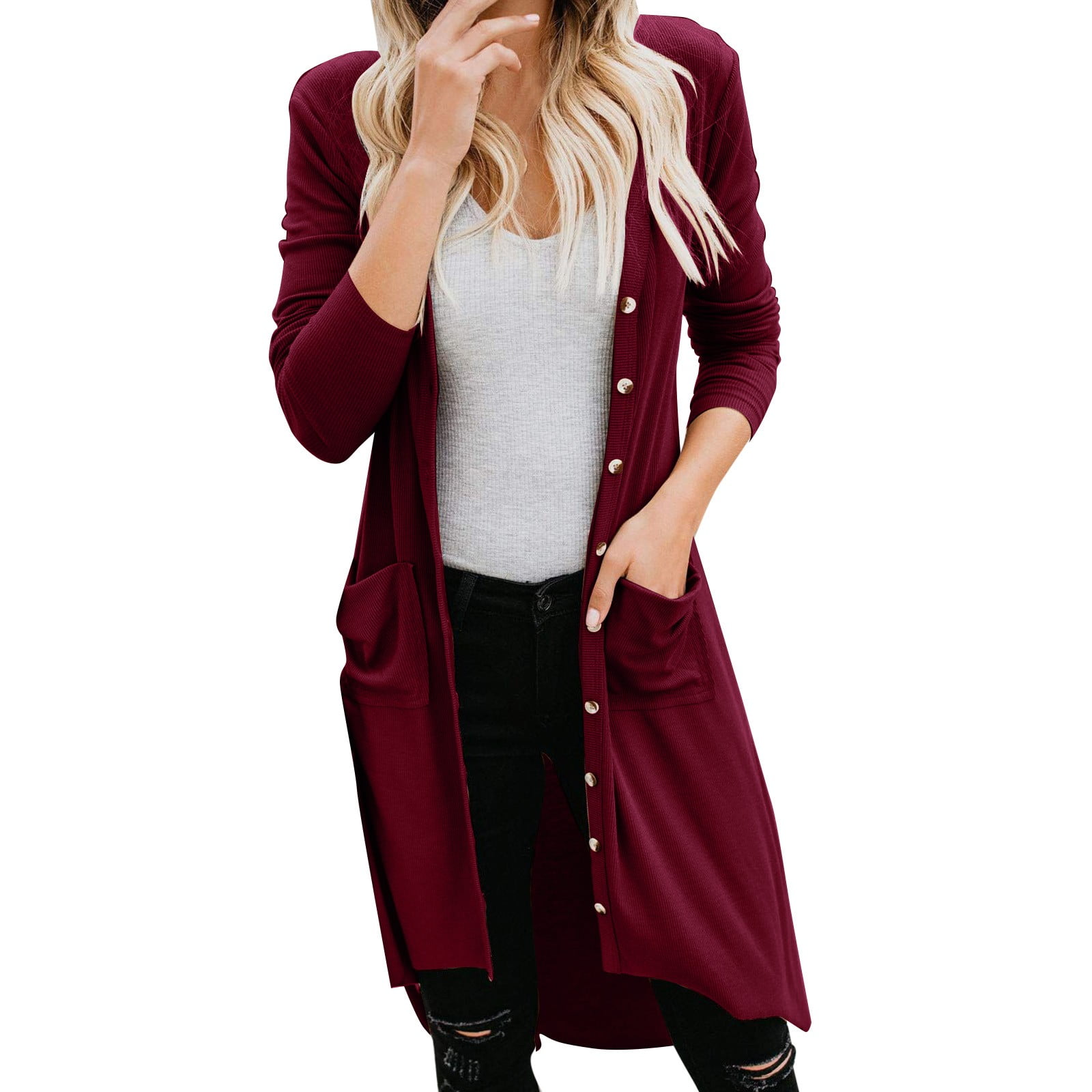 QYZEU Talbots Women'S Clothing Sale Long Size Womens Long Sleeve Cardigan  Casual Light Soft Knit Cardigan Sweater Coat Single Cardigan Autumn And  Winter Mid Length Long Sleeve Buttons 