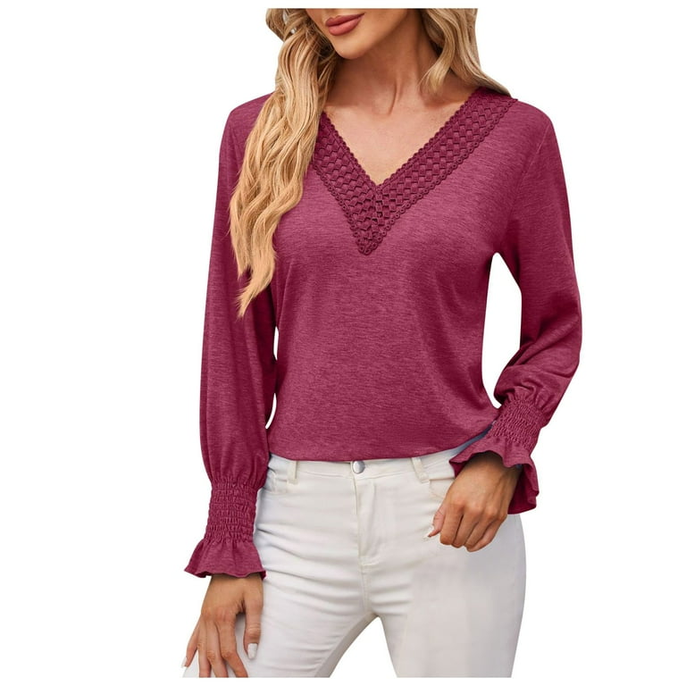 Casual Solid Lace Patchwork V Neck Long Sleeve Two Pieces Casual Solid Lace Patchwork V Neck Long Sleeve Two Pieces