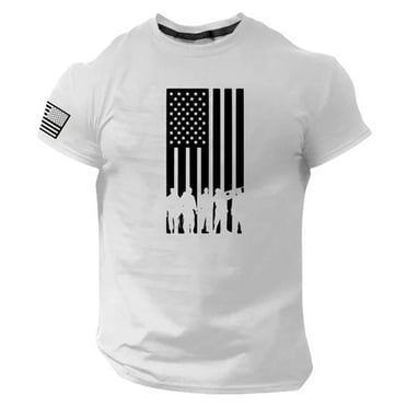 QYZEU Men's Tee Shirts Round Neck Workout Tee Shirt Digital Printed Casual Short Sleeve Loose Fit T Shirt Breathable Comfort Lightweight Tops White 2XL