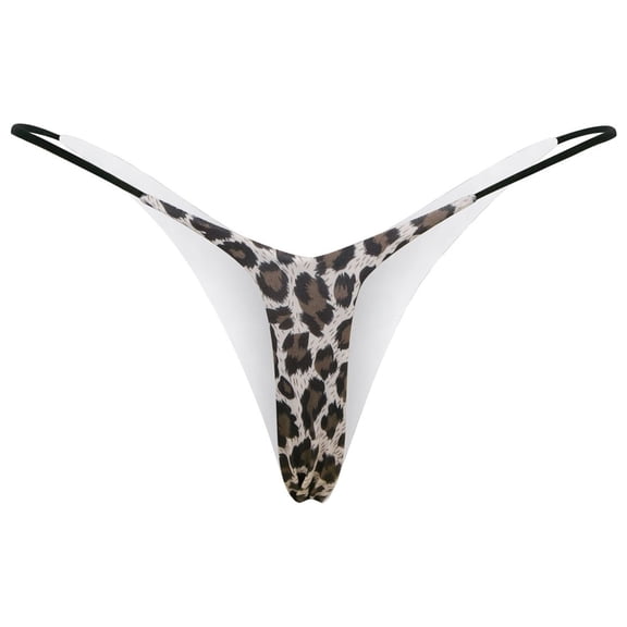QYZEU Panties for Women Leopard Print Thin Strap Panties Women Women's Sexy Thong Low Rise Double Layer Bikini Briefs Panties Large Underwear Dark Gray M