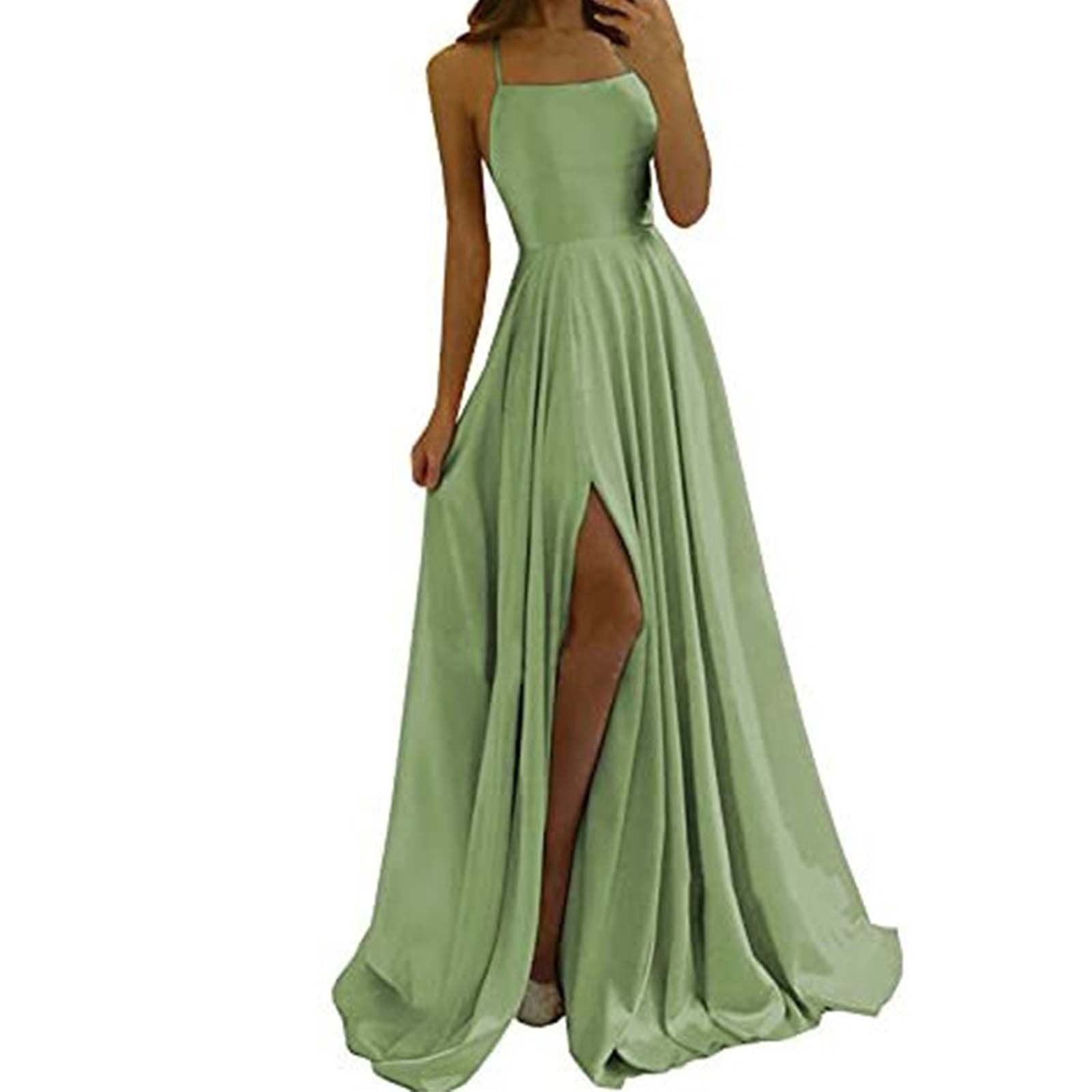 QYZEU Spring Dresses for Women 2024 Plus Size Formal Dresses Solid ...