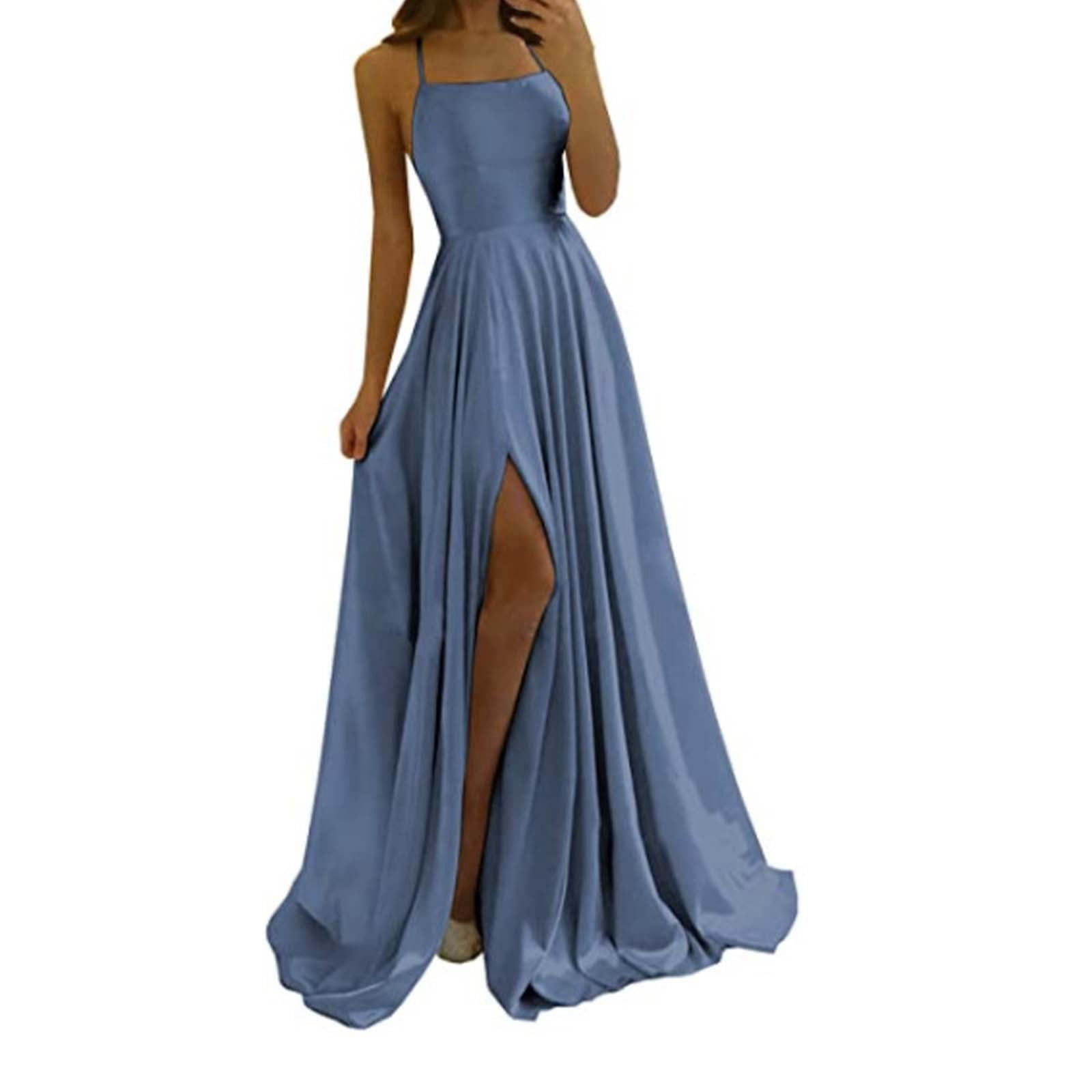 QYZEU Spring Dresses Women Formal Long Dress Solid Color Evening Dress ...