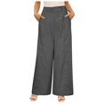 thumbnail image 1 of QYZEU Straight Pants for Women Women Summer Fashion High Waist Wide Leg Button Loose Casual Pants Ladies Business Casual Clothes Pants for Women Trendy Black M, 1 of 5