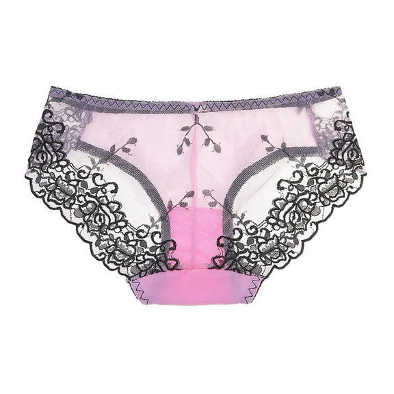 QYZEU Underpants for Women Cotton Panties for Women Bikini Womens Embroidered Sexy Panties Lace Mesh Panties Low Waist Briefs Womens Thongs Underwear Hot Pink XL