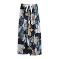 thumbnail image 1 of QYZEU Women's Clothes Casual Elastic Waist Cotton Silk Pajama Pants Thin Large Size Loose Fitting Floral Pattern Trousers Wide Leg Comfy Pants Blue One Size, 1 of 4