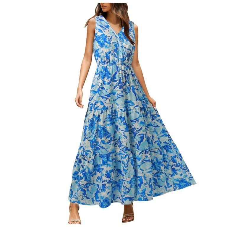 Summer Comfortable Blue Maxi Dress Summer Comfortable Blue Maxi Dress