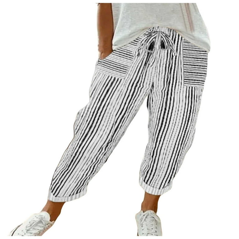 Fashion striped high waist  casual  pants