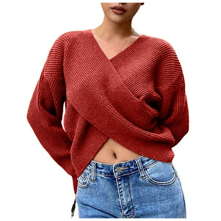 Sexy V-Neck Solid Color Long Sleeve Sweaters Sexy V-Neck Solid Color Long Sleeve Sweaters