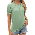 QYZEU Womens Tshirts Short Sleeve Blouse Top Solid Color Crew Neck