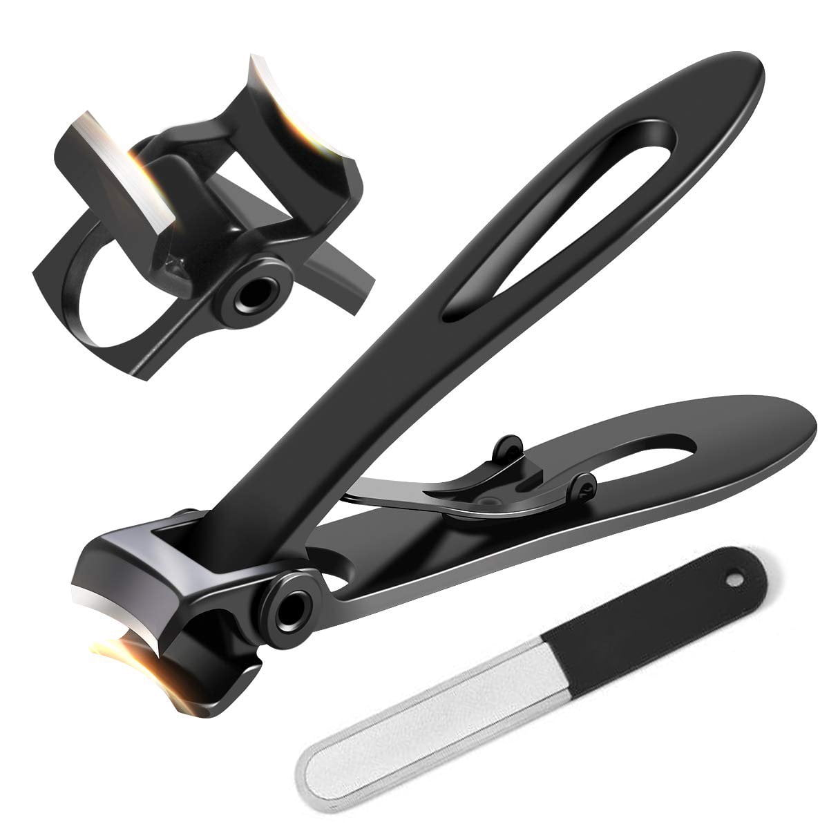 QZBON Black Nail Clippers For Thick Nails - Wide Jaw Opening